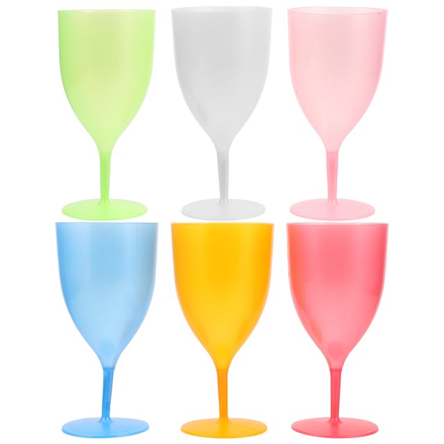 KAKOWELY 6 copas de plástico para fiestas, copas de vino irrompibles, apilables, para cócteles, para Pascua, bodas, fiestas en casa.