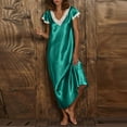 thumbnail image 2 of JINMGG Dresses for Women 2024 Clearance,Womens Short Sleeve V Neck Homewear Pajamas Long Dress Nightgowns Sleepwear, 2 of 7