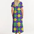 thumbnail image 4 of Summer Beach Dress for Women 2024 Plus Size Fashion Mardi Gras Printed Carnival Short Sleeve Crewneck Dress Casual Flowy Tiered Maxi Beach Dress With Pockets 50% off Clearance!, 4 of 6