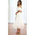 thumbnail image 2 of Women'S Puffy Short Sleeve Square Neck Smocked Tiered A Line Maxi Long Dresses White L, 2 of 8