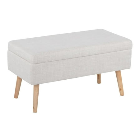 Lumisource Storage Bench With Natural Wood And Beige Fabric BC-STORAGE NABG