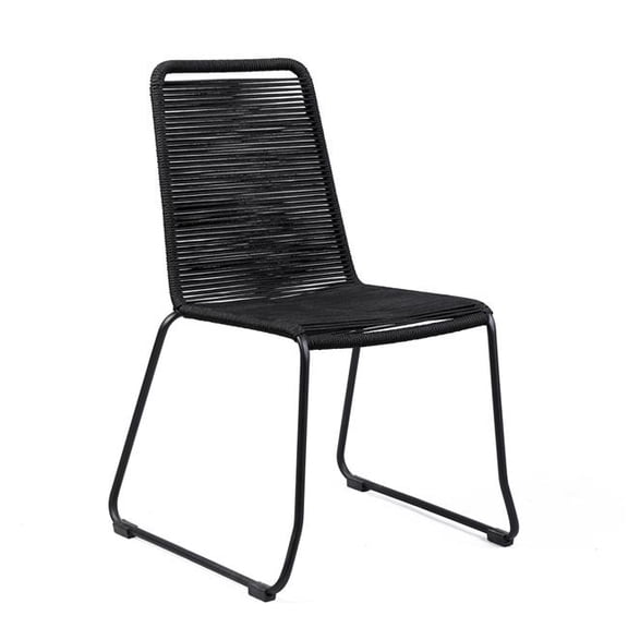 HomeRoots 490261 23 in. Black Metal Outdoor Dining Chair - Set of 2