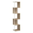 thumbnail image 5 of 24/7 Shop At Home Penz Two-Tone 5-Tier Corner Bookcase Natural Book Shelf Stand Corner Shelf Unit Small Space Organizers and Storage Corner Stands with White Metal, 5 of 5
