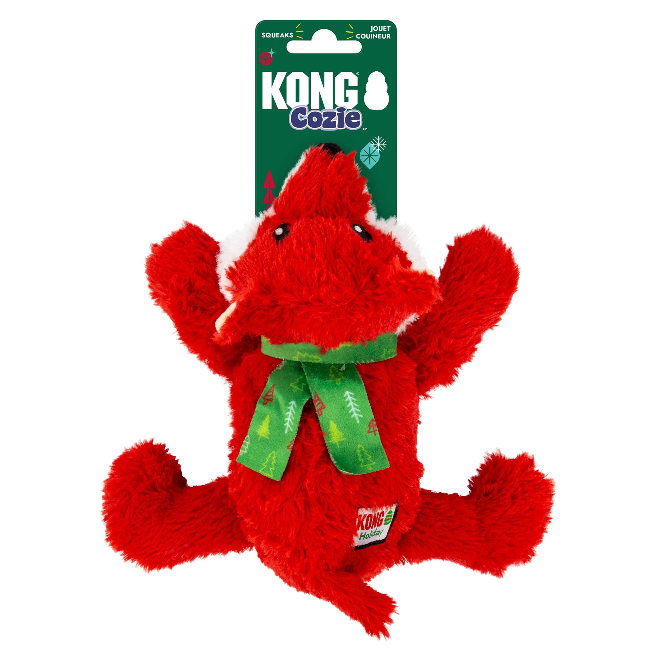 KONG® Holiday Cozie™ Dog Toy, Fox, Red, Medium
