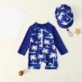 thumbnail image 2 of Zanarzt Newborn Swimsuit Boy Baby Boy Swimsuit One Piece Long Sleeve Bathing Suit Rash Guard UPF 50+ Sun Protection with Hat White,2-3 Years, 2 of 6