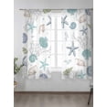 thumbnail image 2 of Summer Beach Sheer Curtains 2 Panels Set, Nautical Starfish Coral Shell Window Sheer Curtains for Living Room/Bedroom, Teal Ocean Light Filtering Rod Pocket Voile Drapes, 52" W x 63" L, 2 of 7