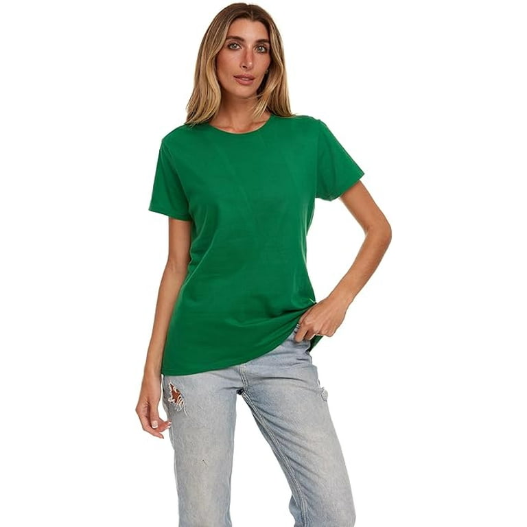 SOCKS'NBULK 12 Pack of Cotton Womens T-Shirts Bulk, Crew Neck Scoop Short  Sleeve T-Shirts Tees Mix Colors Bulk, Size Small