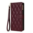 thumbnail image 2 of For iPhone 11 Crossbody Phone Case with Card Holder,Diamond Pattern PU Leather Wallet Case,Flip Case Folio Magnetic Kickstand Cover With Card Slots,With Long Lanyard&Wrist Strap,Winered, 2 of 8