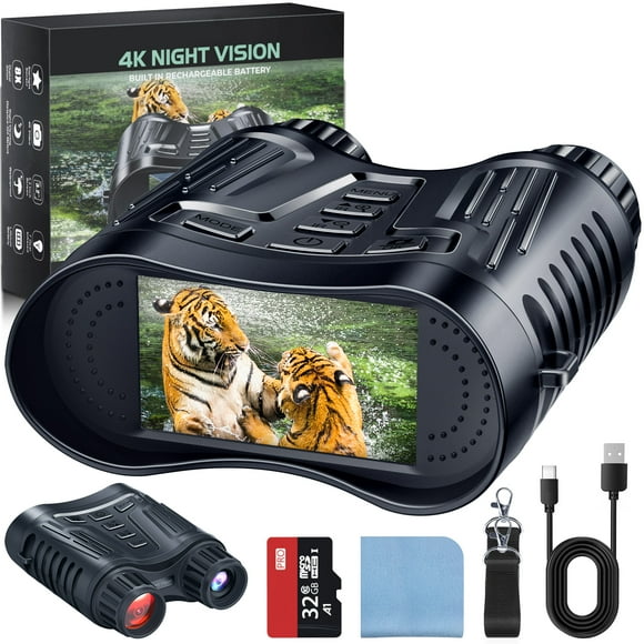 Jumelles de Vision Nocturne 4K, Lunettes de Vision Nocturne Infrarouges Numériques HD Ruaiok, Lunettes de Vision Nocturne à Zoom 8X pour Adultes Chasse Camping