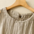 thumbnail image 4 of YHAJDS Sleeveless Casual Shirts Womens Camisole Solid Color Linen Pleated Round Neck Loose Cami, 4 of 5