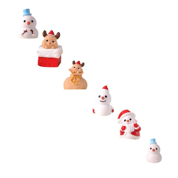 Christmas Clearance! Christmas Decorations Indoor Christmas Miniature Figurines 6 Pcs Resin Santa Snowman Xmas Ornament Mini Winter Ornaments Garden Accessories for Diy Crafts Xmas Decor