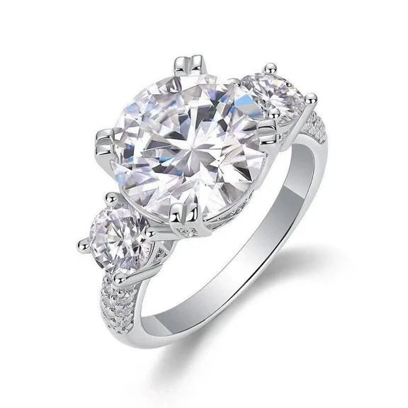 Luxurious Diamond Engagement Ring, 14K White Gold Plated, Unique Ring, Wedding Ring, 2.0 CT Round Brilliant Simulated Diamond, Valentine Ring, Anniversary Gift For Her
