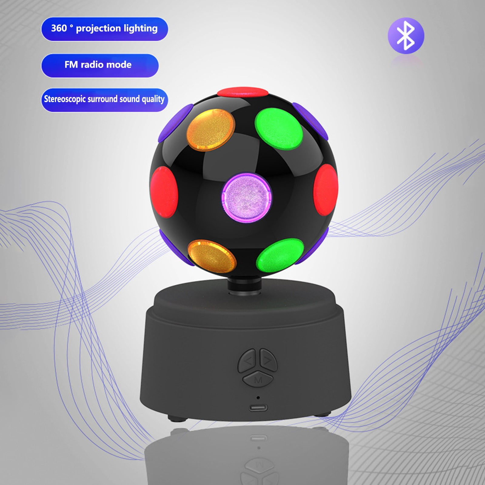 Rotary Projection Light Bluetooth Speaker, KTV Stage Ball Light
