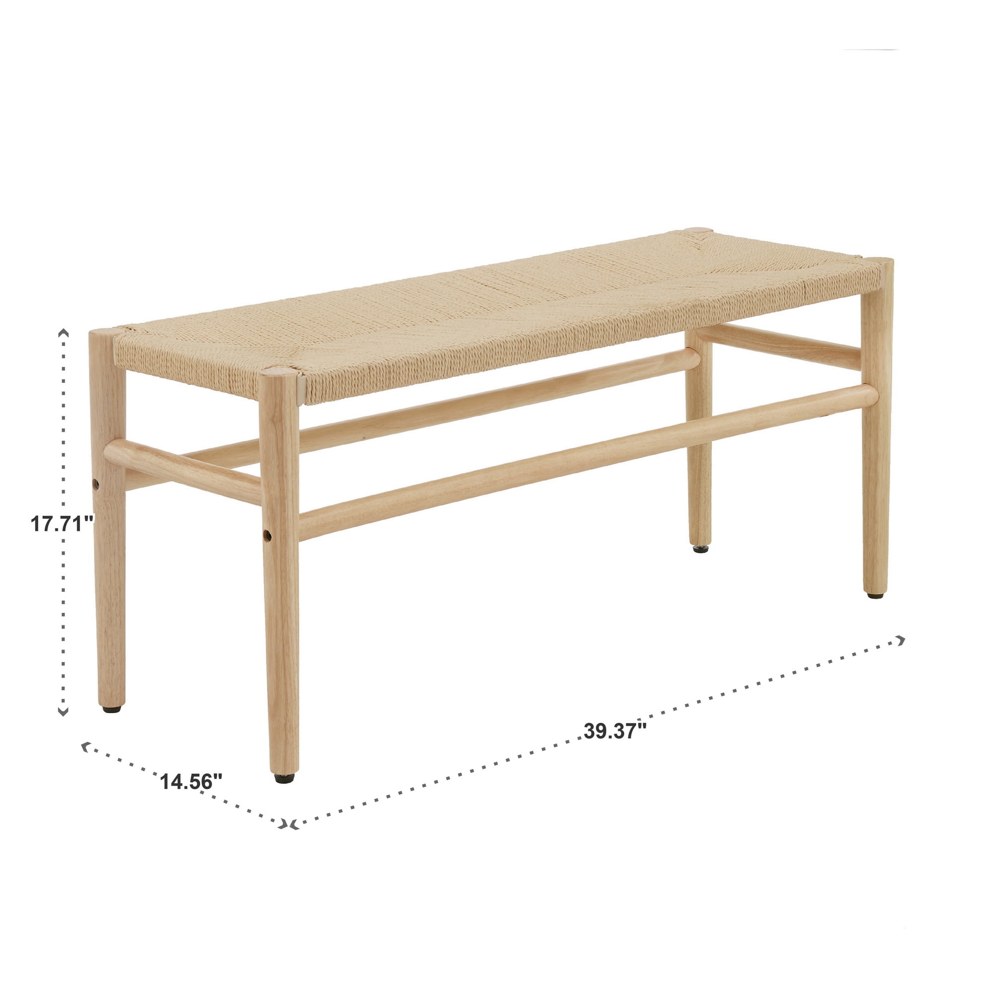 Weston Home Rovinj Solid Wood Bench with Weave Rope