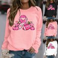 thumbnail image 1 of QATAINLAV Prime Today Chandails en Molleton Ruban Rose pour Femmes 2025 Mode Automne Manches Longues Chemises Décontractées Col Rond Chandail Blouse Sensibilisation au Cancer du Sein Hauts Rose m, 1 of 6