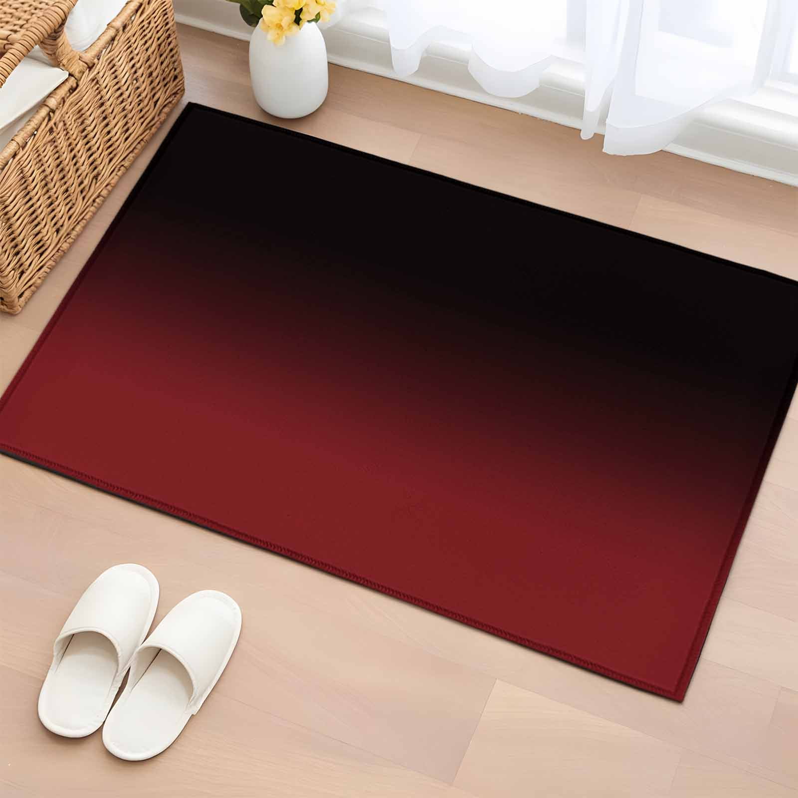 Black Red Ombre Bathroom Mat 2x3 FT, Non Slip Small Kitchen Mat, Modern Abstract Art Gradient Washable Soft Backed Front Door Throw Rug Non-Shedding Indoor Outdoor Doormat for Entryway Sink