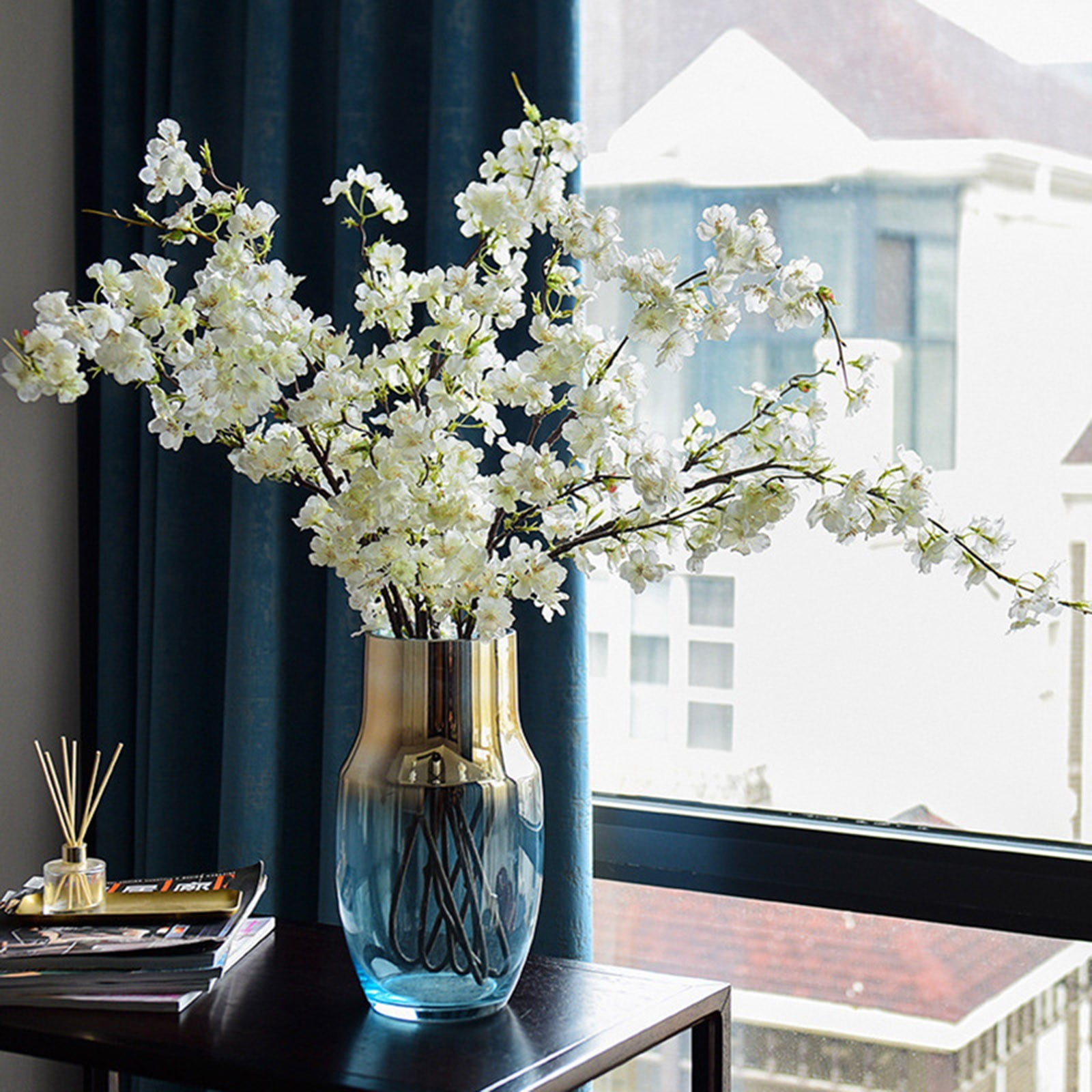 Tkrady Boutique Silk Cherry Blossom Branches, Artificial Cherry Blossom Tree Stems Cherry Flowers Vase Arrangements for Wedding Home Decor, Set of 3