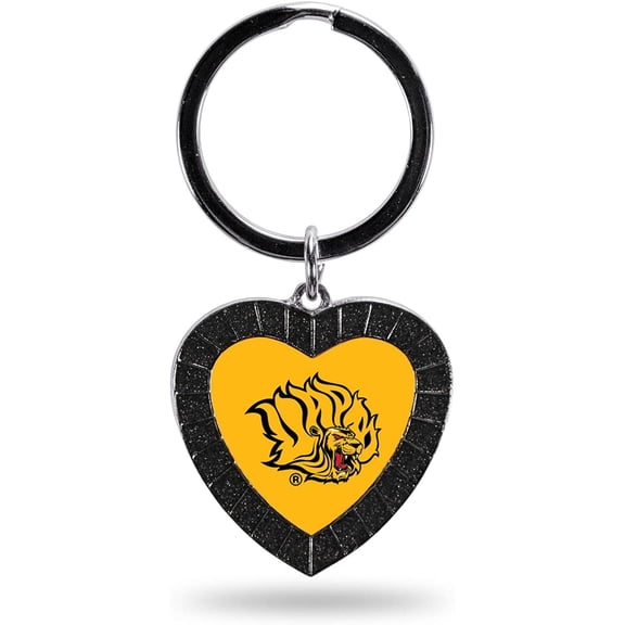 NCAA Arkansas Pine Bluff NCAA Rhinestone Heart Colored Keychain, Black, 3-inches in length