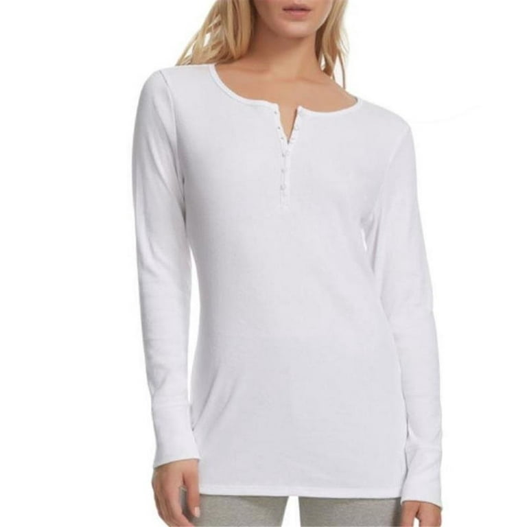 Felina Rib-Knit Long Sleeve Henley Tee 2PK Black/White size M 8-10 Womens  Shirt Top Designer Fashion Sale