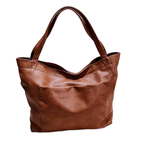 Soft PU Leather Tote Bag,Women's Large Capacity Shoulder Bag with Pocket,Retro Hand-held Campus Bag,Weekender Grocery Bag