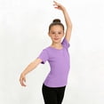 thumbnail image 7 of MKOSPLRT Kids Girls Ballet Tops Short Sleeve Crew Neck Mesh Crop Dance Shirts for Leotards Classic Gymnastics Purple 3-4 Years, 7 of 7