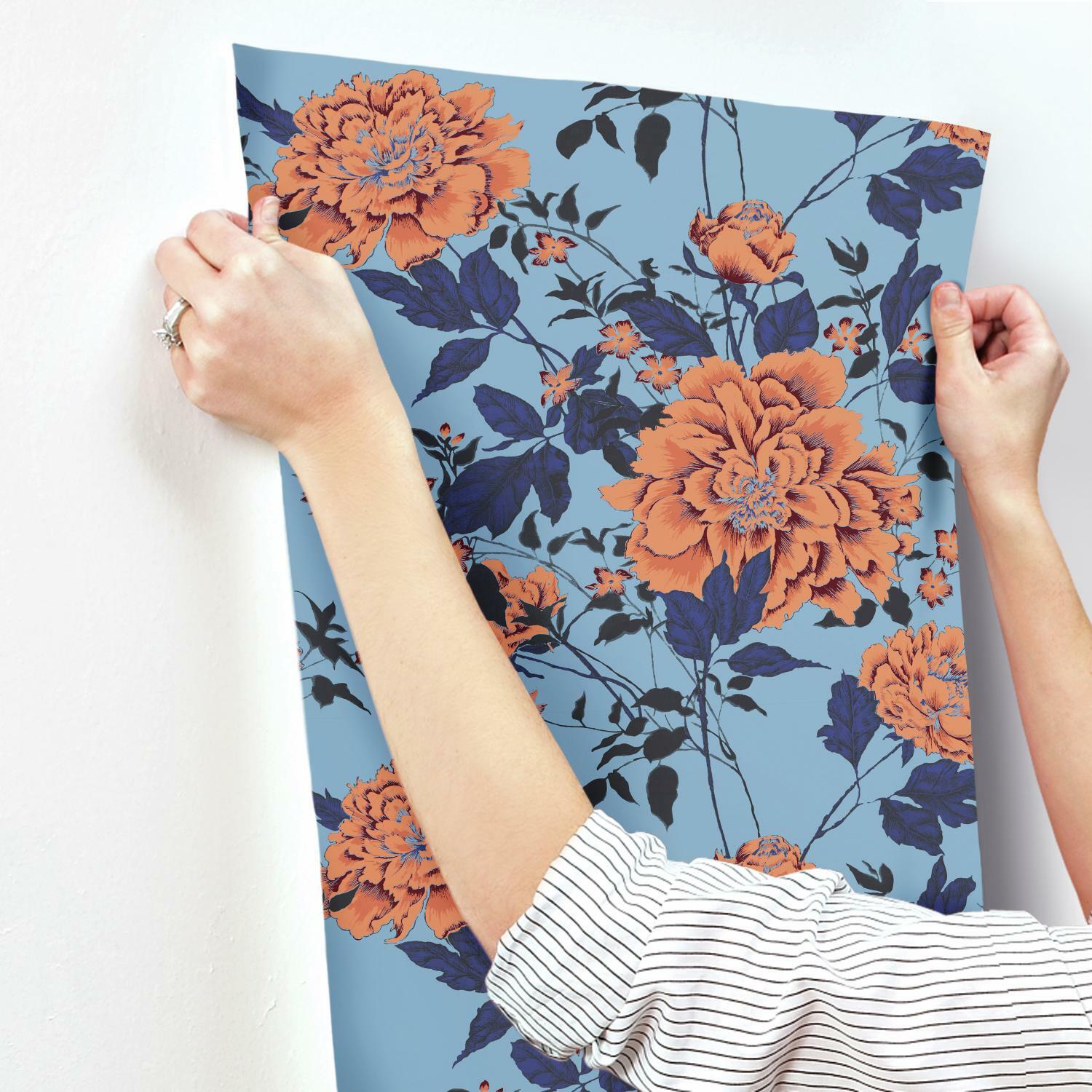 Vintage Floral Orange Peel & Stick Wallpaper by Drew Barrymroe Flower Home