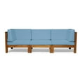 thumbnail image 5 of Noble House Brava Outdoor Modular Acacia Wood Sofa with Cushions Teak and Blue, 5 of 8