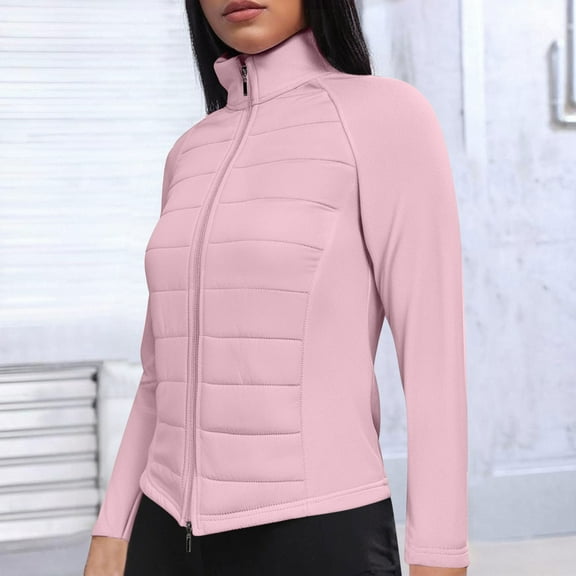 AUNVITO Women's Quilted Loose Fit Jacket Long Sleeve Elastic Cuffs Two Pockets Snap Front Casual Winter Coat