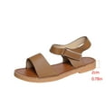 thumbnail image 6 of Htigea Women’s Flat Sandals Open Toe Ankle Strap Buckle Slip on Shoes Comfy Low Wedge Sandals Brown 8.5, 6 of 9