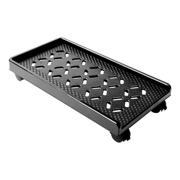 Black Mobile CPU Stand with Wheels for Storage Use Reinforced ABS Material 5 Radiating Holes
