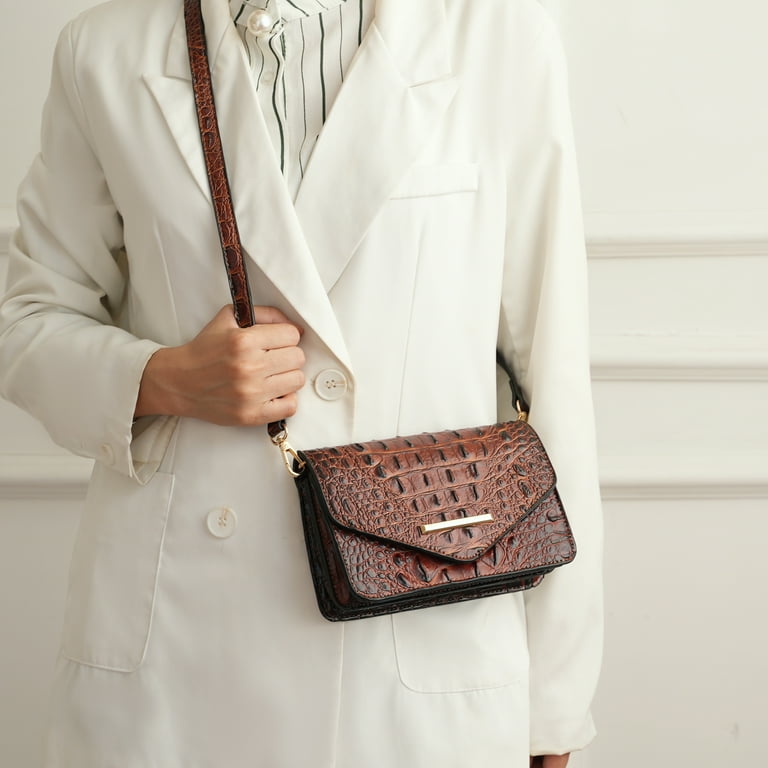 MKF Collection Vanta Saddle Bag Solid Croc-Embossed Vegan Leather