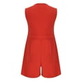 thumbnail image 3 of Elegant Shorts Rompers for Women Dressy Casual V-Neck Sleeveless Jumpsuits Shorts Back Zipper Pocket New Red L, 3 of 8