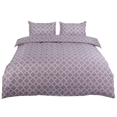 Lattice Pattern Duvet Cover Set With 2 Pillow Shams Super King