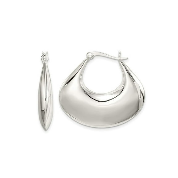 Gem & Harmony Sterling Silver Polished Puffed Hoop Earrings for Women