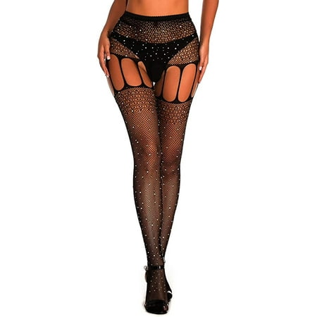 

Sparkle Rhinestone Stockings Women Sexy Crystal Pantyhose Fishnet Tights