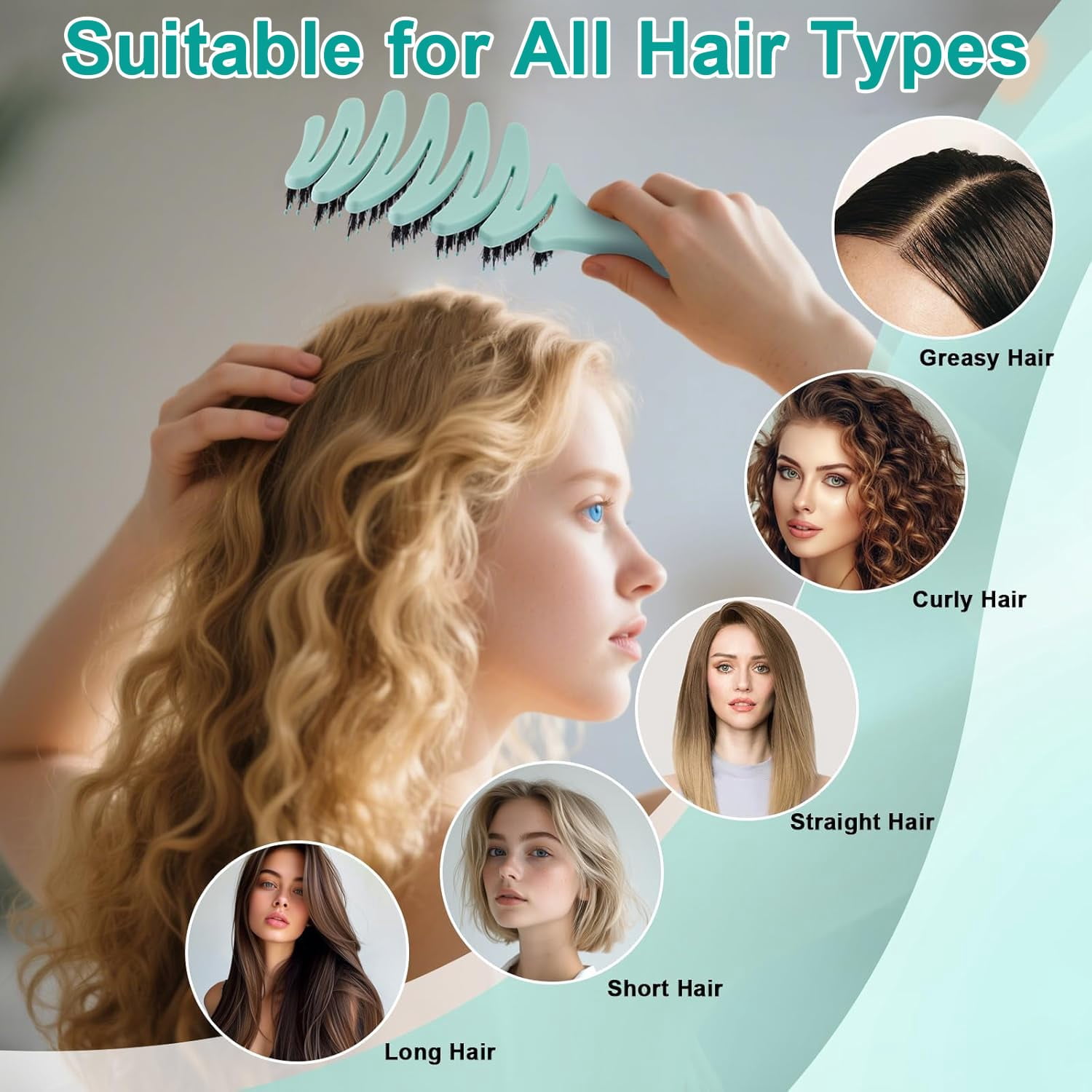 Gentle Scalp Massage Boar Bristle Hair Brush for Fine Hair, Ultimate Smoothing Vented Detangler Wet Brush for Women – A Great Gift
