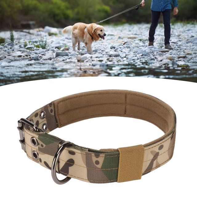 Collier pour Chien à Double Rangée de Boucles Métalliques Interchangeables Collier Léger pour Animaux de Compagnie avec Boucle D pour les Chiens de Taille Moyenne et Grande Camouflage