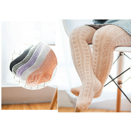 Toddler Baby Girls Heart Knit Stockings Lace Tights Pantyhose Leggings Pants