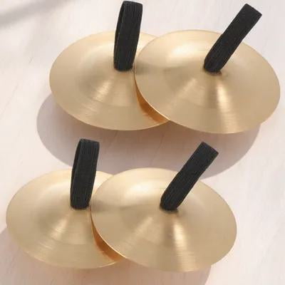 Supvox 2Pack Finger Tambourines Copper Golden for Children Music Instrument