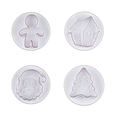 

4 Pieces Plastic Cookie Moulds Christmas Cookie Cutters Biscuits Stamper Cutters Cake Decoration Biscuits Baking Gadgets