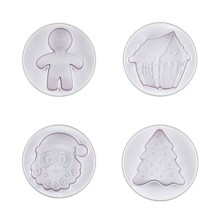 

Set of 4 Cookie Cutters 3D Pressable Biscuit Cutters Xmas Series Cookies Cutters