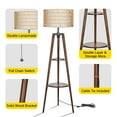 thumbnail image 6 of OUTON Boho Rattan Tripod Floor Lamp with Shelves, Dimmable Standing Lamp with Remote Control,Wood Tall Floor Lamps for Living Room Bedroom Office Farmhouse (Bulb Included), 6 of 8