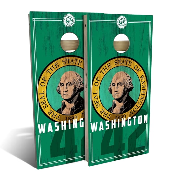 Skip's Garage | Washington State Flag 2.0 Cornhole Board Set | Includes Boards & Bags | Choose Your Size & Accessories