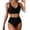 Black, variant on Bathing Suits for Women Two Piece Swim Suits Trendy Solid Color V Neck Bikini Sets High Waisted Pleated Swimsuits with Boyshorts