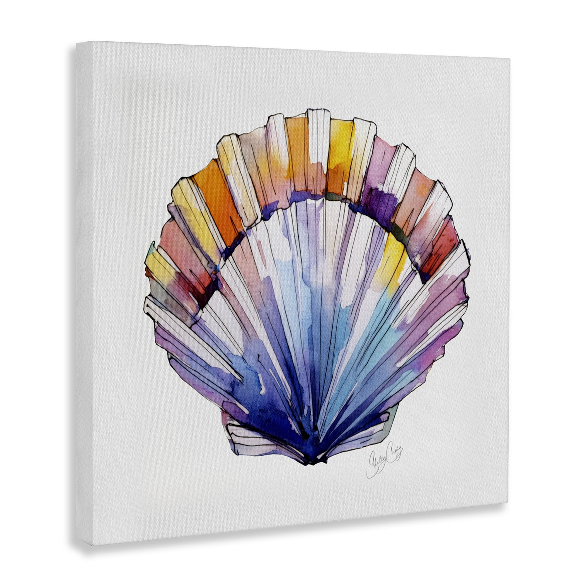 Stupell Industries Coastal Scallop Watercolor Canvas Wall Art, design by Shelly Craig