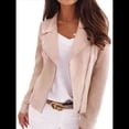 thumbnail image 2 of Chaquetas de Sintético para Mujer, de Gamuza, Conjuntos de Moda de 2025, Chaqueta Motera Corta con Cremallera, Prendas de Abrigo Albaricoque M, 2 of 8