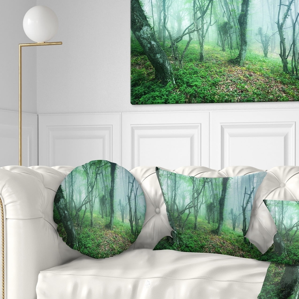 Design Art Designart Trail Through Green Forest Landscape Photography Throw Pillow Walmart Com Walmart Com