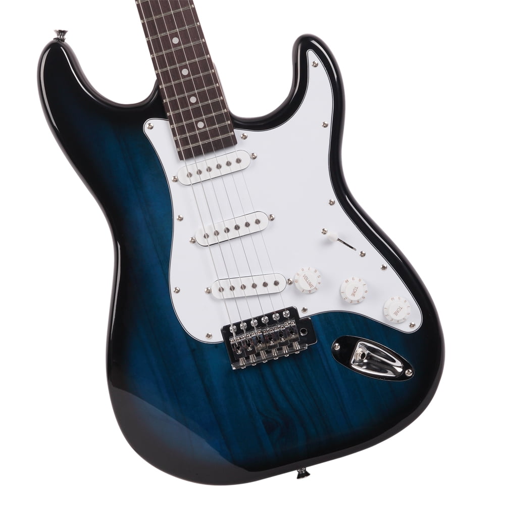 Private Jungle 39" Rosewood Fingerboard Electric Guitar with Gigbag ​Strap Amp Wire Tremolo Arm Cord for Adult Student Beginner,Blue