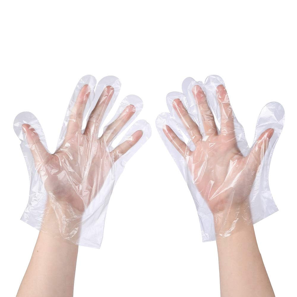100 PCS Plastic Disposable Gloves, Transparent, One Size Fits Most,by Brandon-super
