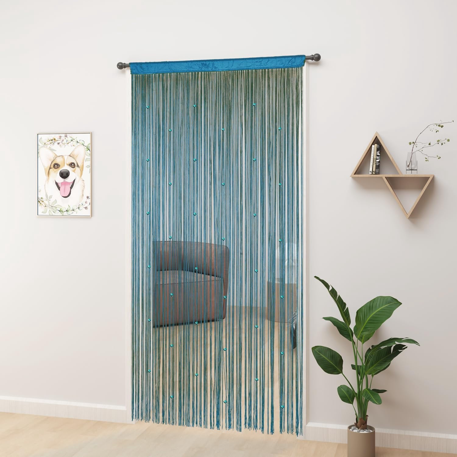 UniVerse Beaded Curtain Beaded Curtains for Doorways Crystals Suitable for Interior Hanging Decoration and Partitions Closet Curtains (39"x79", Blue)
